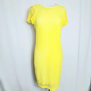Bisou Bisou Dress Yellow Short Sleeves Sheath Midi